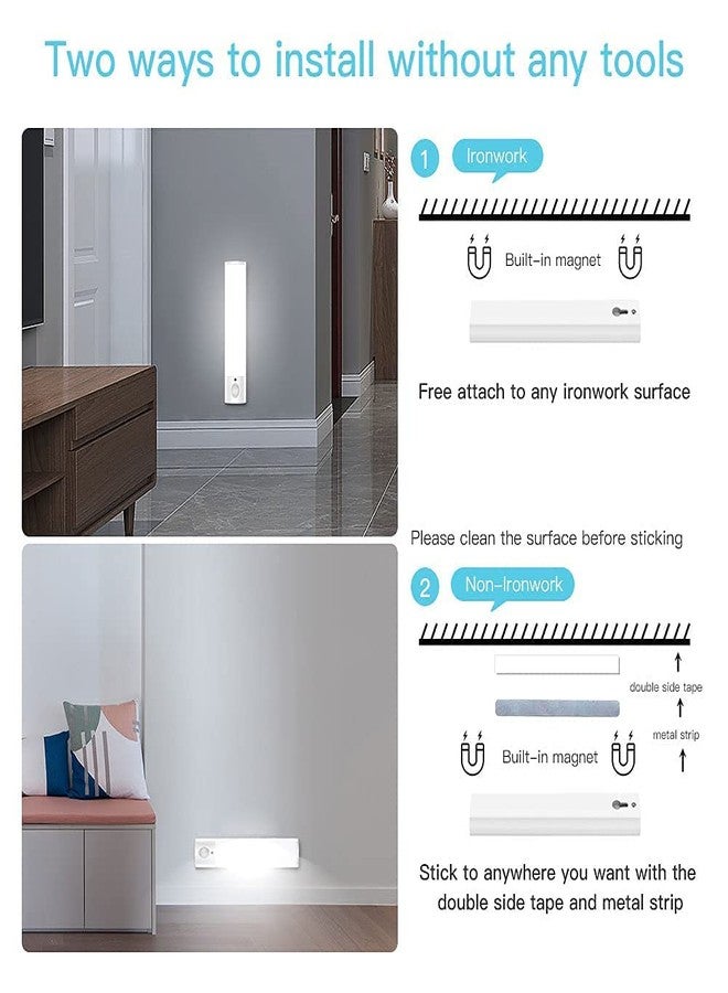 Hoteon Motion Sensor Light, USB Rechargeable Cabinet Night Light, ON/AUTO/Off Mode, Magnet Light for Wardrobe, Cupboard, Bedroom, Stairs, Kitchen, Hallway, White(1pcs) - Image 5